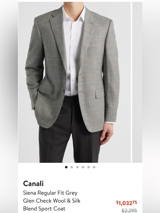 Canali Grey Glen Plaid Sport Coat 38R